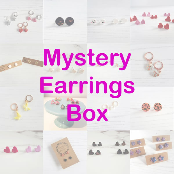 Mystery Earring box, surprise, studs and huggie hoops