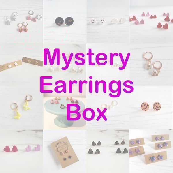 Mystery Earring box, surprise, studs and huggie hoops