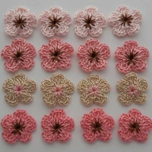 16 Cherry blossom Flowers - Crafts - Embellishments- Cardmaking