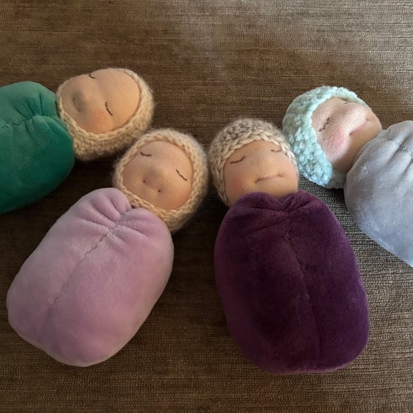 Set of 4 mini Waldorf cuddle dolls