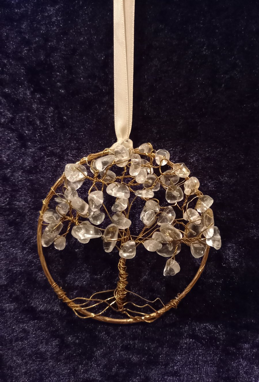 Clear quartz tree of life bangle hanger 