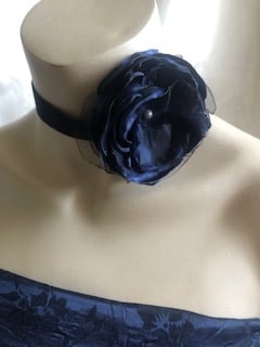Midnight Dark Blue Velvet Rose Choker Choos Folksy