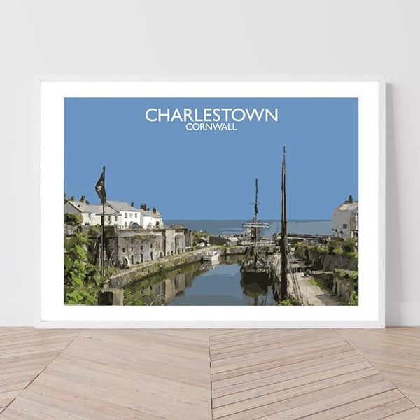 Charlestown, Cornwall Art Print Travel Poster Railway Poster Salty Seas Original