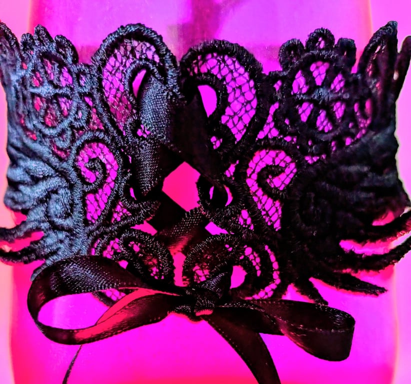 Beautiful Handmade Indigo Black Lace Corset Choker 