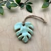 Handmade stoneware Monstera leaf decoration Christmas tree stocking filler