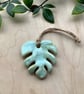 Handmade stoneware Monstera leaf decoration Christmas tree stocking filler