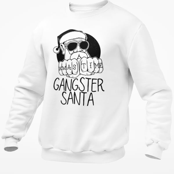 Gangster Santa Christmas JUMPER - Funny Novelty Christmas Pullover