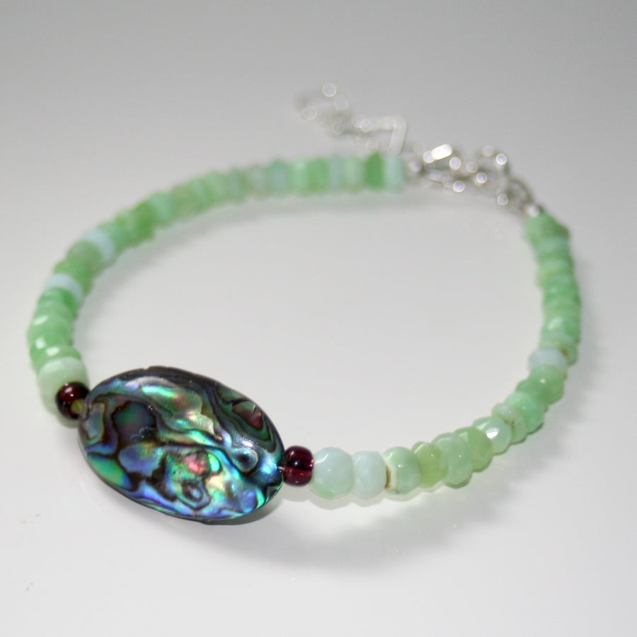 Abalone and green opal bracelet