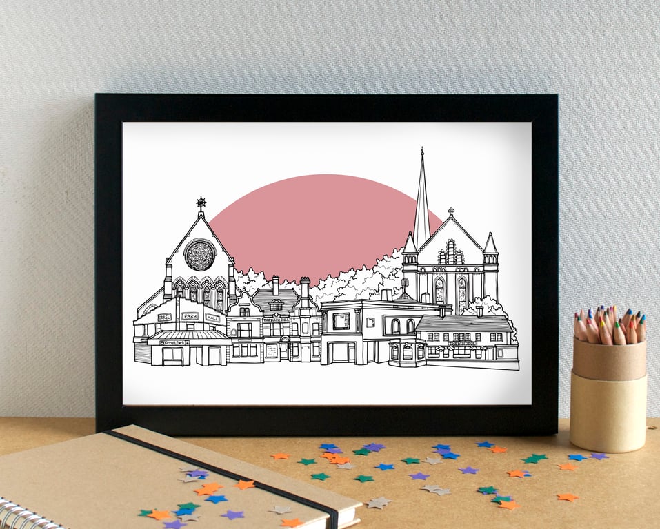 Orrell Park Liverpool Skyline Art Print