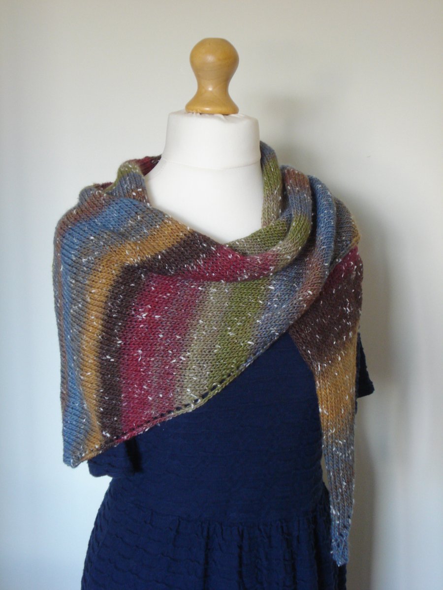 Knitted Scarf, Northern Lights Scarf, Cosy Wrap, Shawl, Stole, Triangle Wrap
