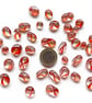 50g red, white, clear fused glass cabochons made with Bullseye 90coe glass