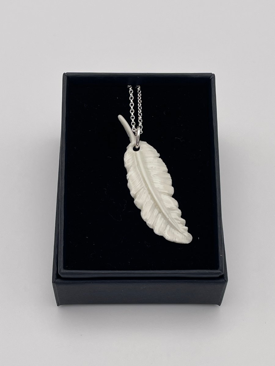 Porcelain white feather necklaces