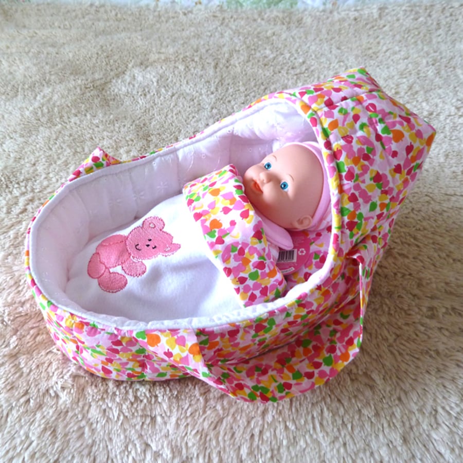 Small Doll's Carrycot with Free Doll