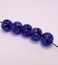 Handmade blue floral patterned lamp work glass beads - Image 4