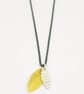 Pilar by Fedha - double leaf pendant in silver and vermeil, oxidised spiga chain - Image 1