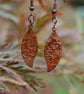 Hammered Flame-Painted Copper Leaf Earrings - Handmade Copper Jewellery