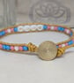 Trans ally bead and gold leather bracelet, LGBTQ - Image 4