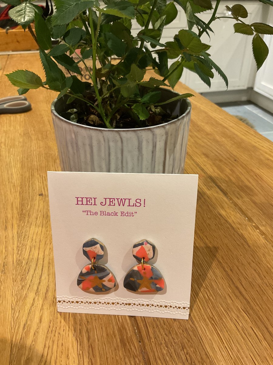 Grey coral gold and blush star earrings