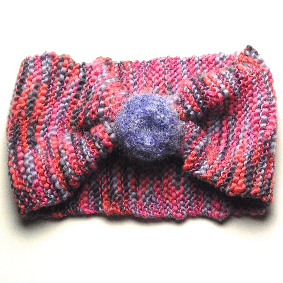 Wide Hand Knitted Wool Rich Headband