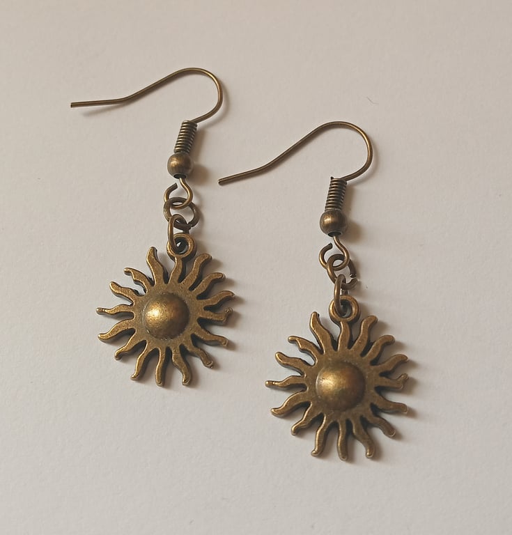 Bronze Simple Tribal Sun Earrings