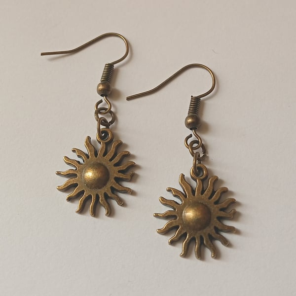 Bronze Simple Tribal Sun Earrings