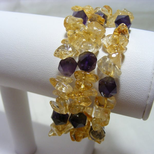 Citrine and Sage Amethyst Bangle