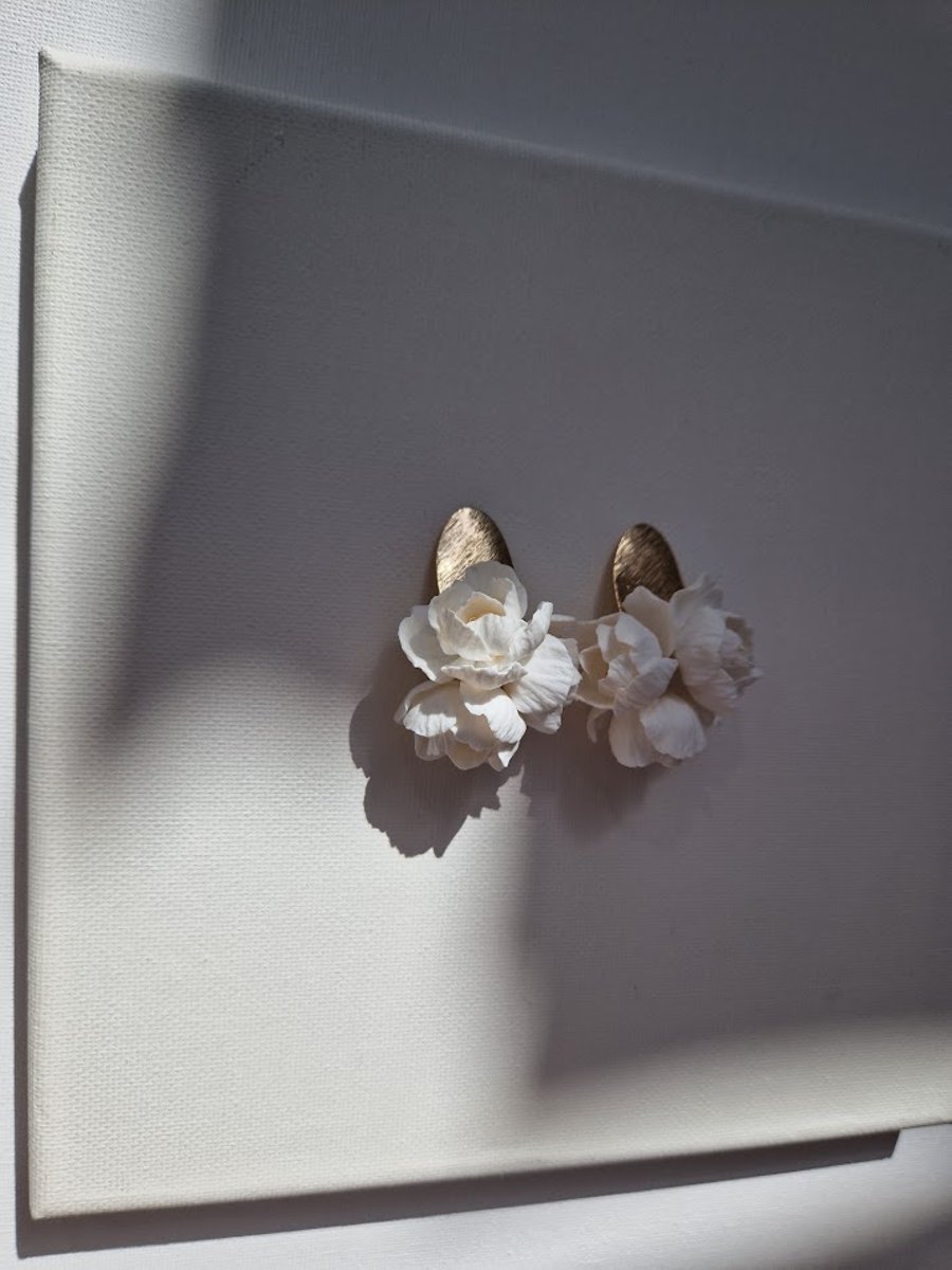 GAIA bridal statement earrings, handmade floral earrings with freshwater pearls