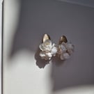 GAIA bridal statement earrings, handmade floral earrings with freshwater pearls