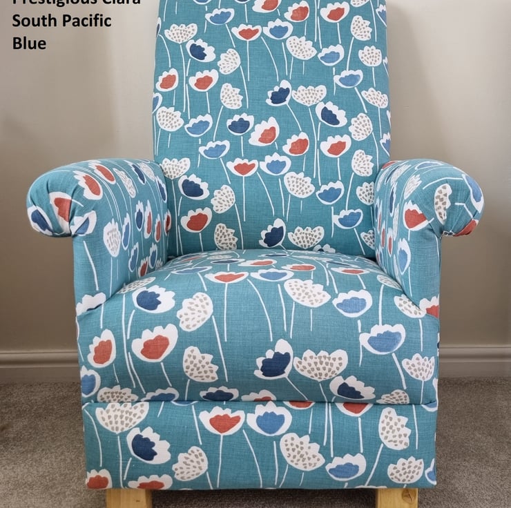 Blue Floral Armchair Accent Adult Chair Small B... - Folksy