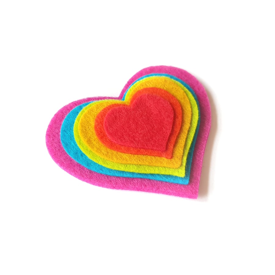 Pink Rainbow Heart Brooch