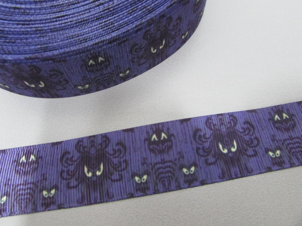 Purple Gothic Halloween Skull Skeleton ghost 2.5cm Grosgrain Ribbon x 1 metre