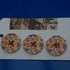 Buttons Large Wooden  Round Buttons with a Printed Butterfly Design