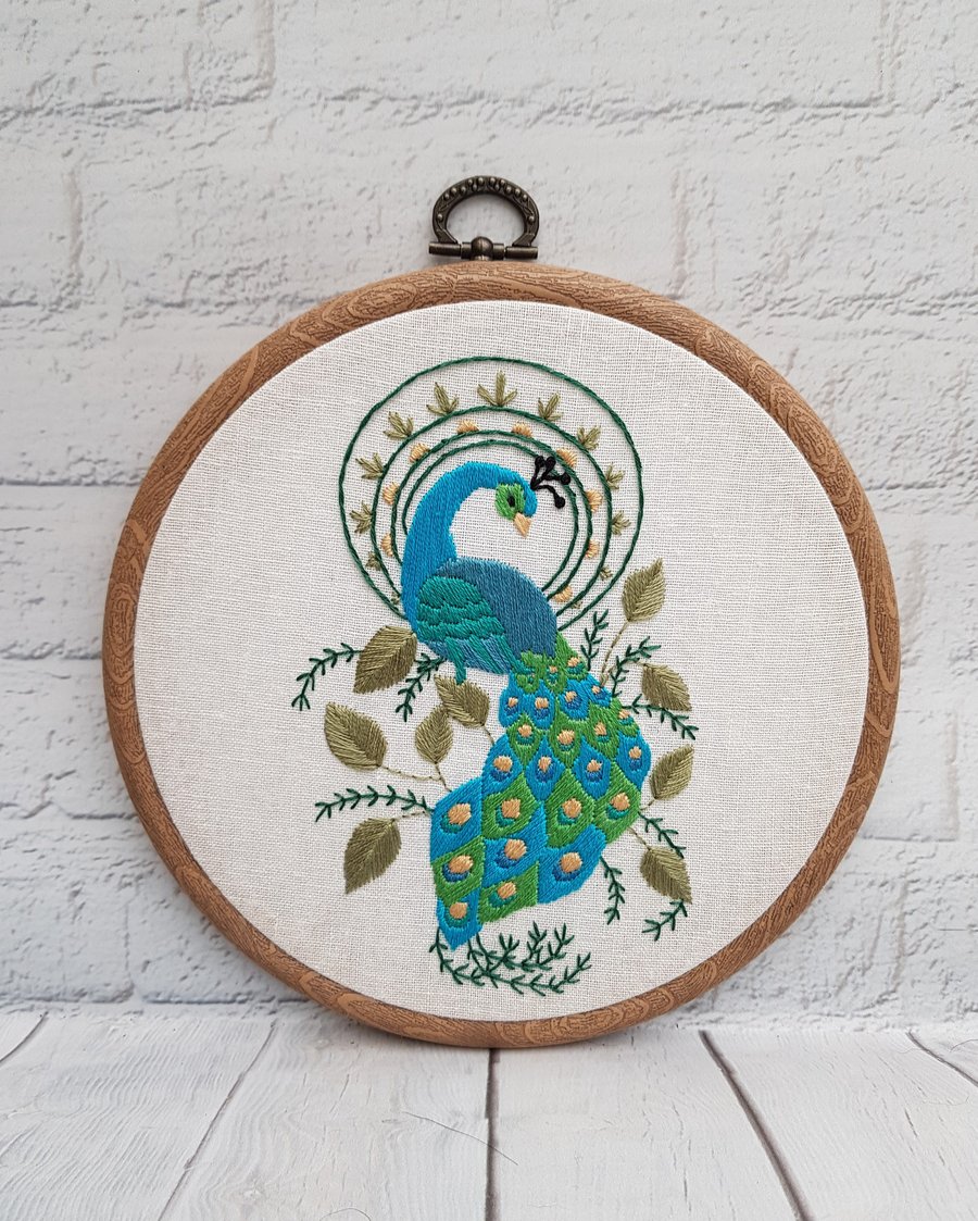 Peacock Embroidery, Peacock Gift, Nature Embroidery