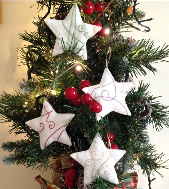 Christmas Sparkling Felt Stars Embroidery Craft Kit