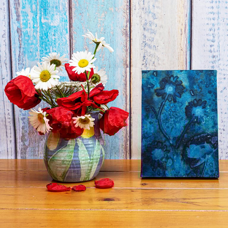 This Year's First Poppies and Ox-Eye Daisies (SunPrint003)