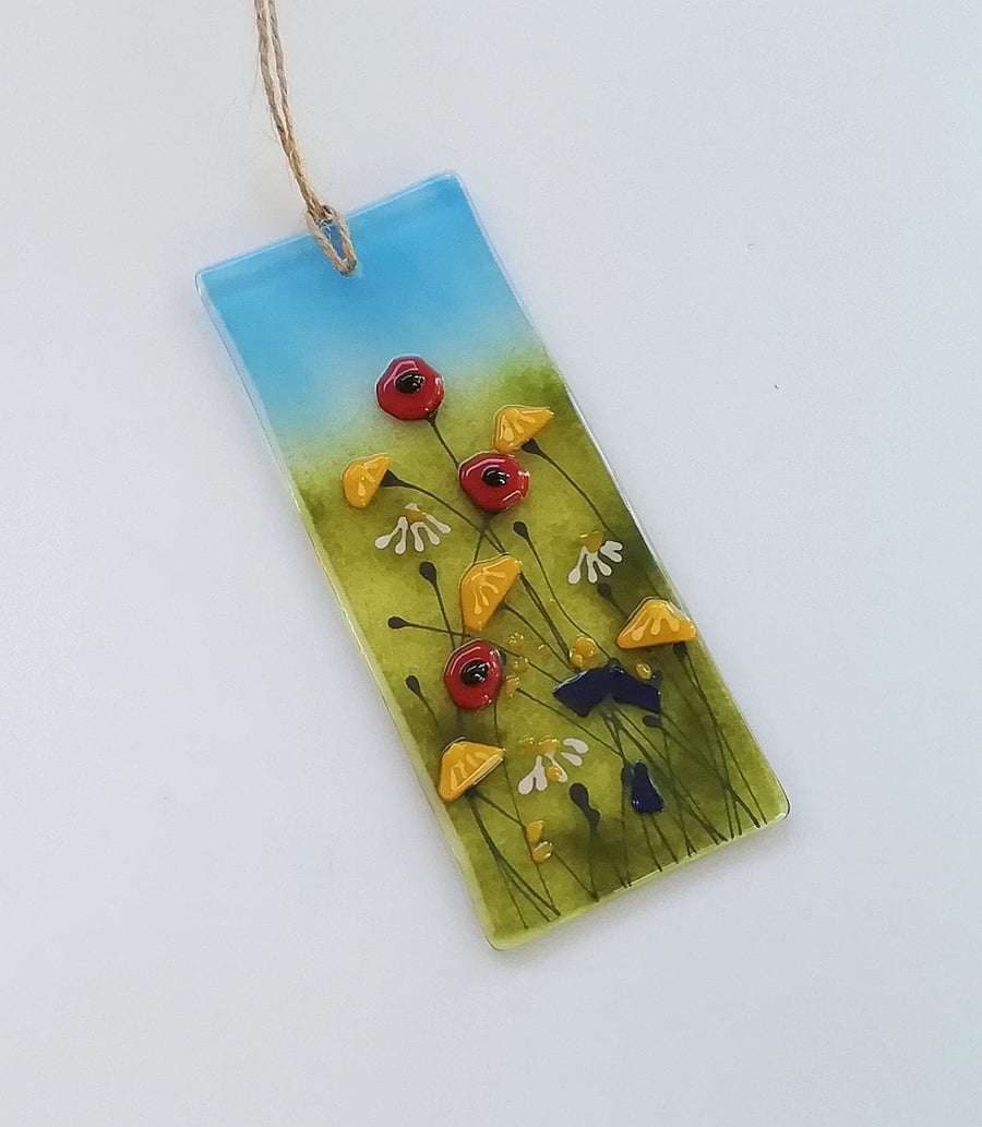 Fused Glass Summer Meadow Suncatcher: Wildflower Window Ornament