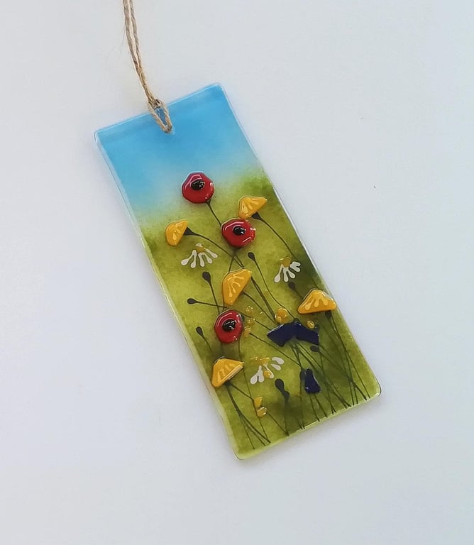 Fused Glass Summer Meadow Suncatcher: Wildflower Window Ornament