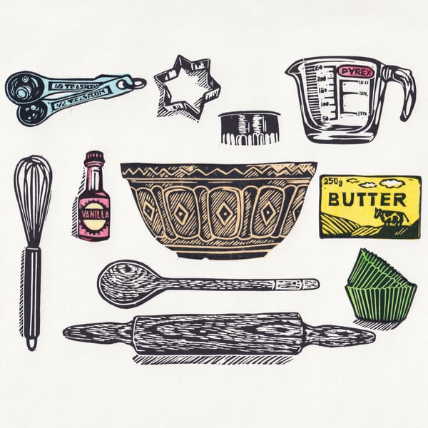 Bake Off Lino Print- Colour