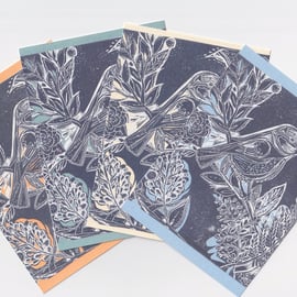 Bird Postcard Set. Linocut A6 Print Set 