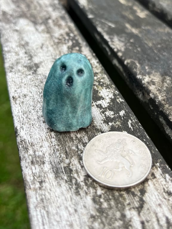 Tiny Blue Cermaic Ghost