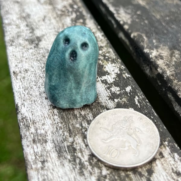 Tiny Blue Cermaic Ghost