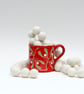 Christmas Red Mistletoe Country Mug - Hand Painted - Image 2