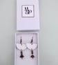 White Leather and Boho Beads Old Gold Colour Dangle Drop Earrings - Image 2