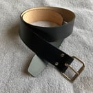 2.0" Width Smooth Black Leather Belt Sized 36"-45" -- Perfectly Imperfect