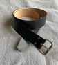 2.0" Width Smooth Black Leather Belt Sized 36"-45" -- Perfectly Imperfect