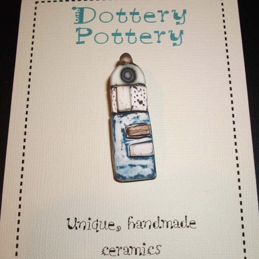 Porcelain lighthouse brooch