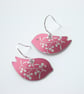  Bird earrings in light red with berries - Image 1