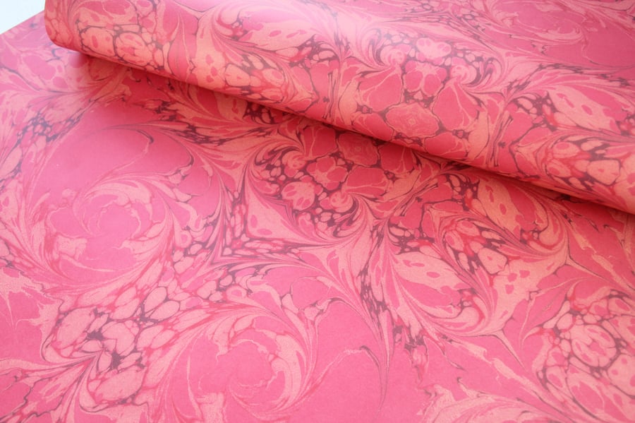 Rococo swirls design wrapping paper in red and yellow