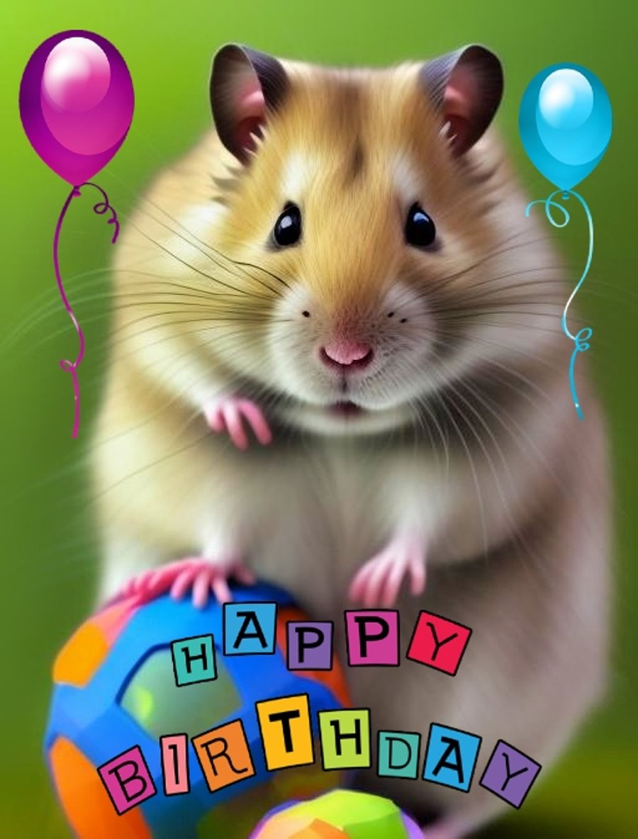 Happy Birthday Cute Hamster Card 