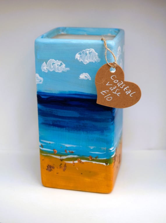 Hand-Painted Ceramic Coastal Vase